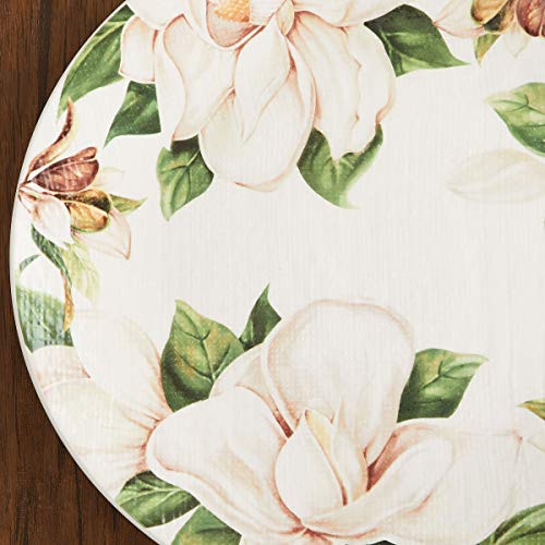 Home Centre Magnolia Floral Square Side Plate – 15cm Ceramic Appetizer Plate In Green