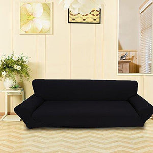 Black : 4 Seater Sofa Covers 7 Solid Colors Full Stretch Slipcover Elastic Fabric Soft Couch Cover Sofa Protector Home Furniture ( Color : Black ) - Home Decor Lo