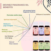 Load image into Gallery viewer, Devinez (NABL &amp; IFRA Certified) Fragrance Oils Combo Pack of 6 (Rose, Lavender, Sandalwood, Lemongrass, Jasmine and Rajnigandha), 20ml Each ideal for Homemade Beauty Products | Soap making | Diffusers - Home Decor Lo