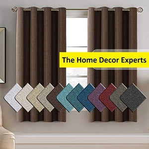 The Home Decor Experts Beautiful 2 Piece Elegant Royal Eyelet Plain Door Curtain Big Size 7 Feet and 6 Inch for Door_Coffee - Home Decor Lo