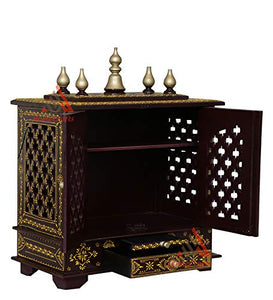 HomeCrafts Wooden Temple/Pooja Mandir for Home (PIlaEmboss2, Medium 20x11x24 INCH (WxDxH)) - Home Decor Lo