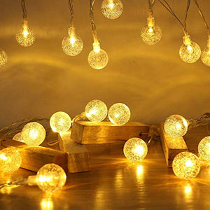 CORAL TREE 20 LED Crystal Bubble Ball String Fairy Lights for Decortaion Diwali Christmas Xmas Light for Diwali Home Decorations Lighting (Warm White, 3 Meter) - Home Decor Lo