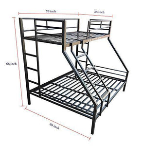 s k grill art Metal Bunk Bed 60 x 72 inch (Bottom) + 36 x 72 inch (Top) (Black) only Frame - Home Decor Lo