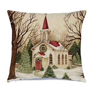 Hlonon Christmas Pillow Covers 18 x 18 Inches Set of 4 - Xmas Series Cushion Cover Case Pillow Custom Zippered Square Pillowcase… (1 Christmas) - Home Decor Lo