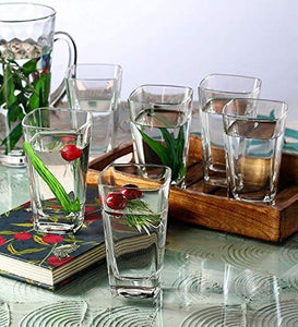 JRP MART JNV Crystal Clear Transparent Water and Juice Glasses - Set of 6 - Home Decor Lo