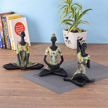 Load image into Gallery viewer, zart Set of 3 Different Black &amp; Golden Yoga Posture Lady Statue Poly resin Figurine for Home Table Top Living Room Hall Bedroom Shelf Decoration - Yoga Statue in Decor - Home Decor Lo