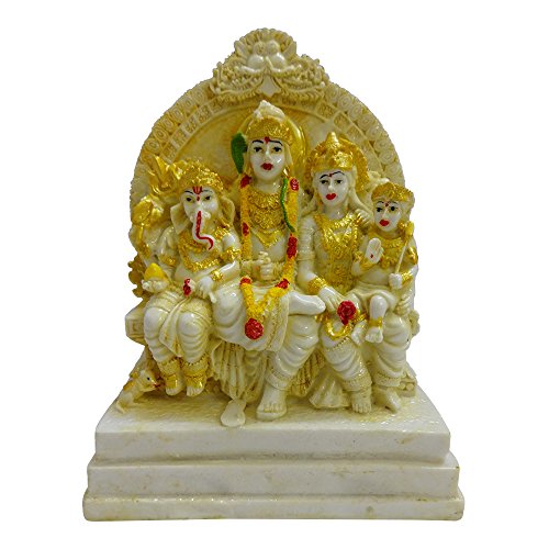 Fabzone Resin Lord Shiv Parivar | Shiv Family | Mahadev Family Statue, 6.5 inches, Yellowish, 1 Piece - Home Decor Lo