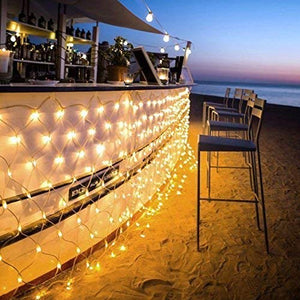 PESCA Led Net Mesh Fairy String Decorative Lights Low Voltage 9.5ft x 7.5ft 224 LEDs (Warm-White) - Home Decor Lo
