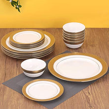 Load image into Gallery viewer, Clay Craft Fine Ceramic Premium New Georgian Dinner Set of 18 Pieces, Enchanting Gold, multicolor, standard