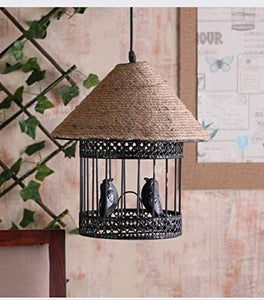 JALPOORNA Love Bird Cage Vintage Edison Rope Ceiling Hanging Pendant Lights Lamp for Cafe Restaurant and Home Decorative