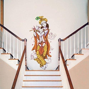 Rawpockets Decals 'Lord Krishna with Flute' Wall Sticker - Home Decor Lo