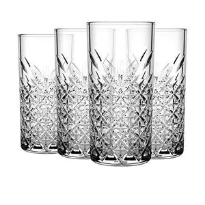 PrimeWorld Timeless Long Drink Glass Set of 6 pcs | Crystal Touch Designer| High Ball Tumbler |Height Approx 14.3 cm | 300 ML | for Water Juice Cocktail etc - Home Decor Lo