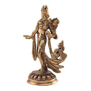 Kartique Brass Goddess Tara Standing on Beautiful Pedestal - Home Decor Lo