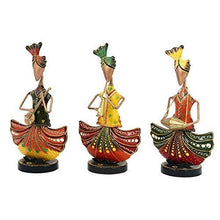 Load image into Gallery viewer, Handicrafts Paradise Tribal Rajasthani Musicians in Iron Handmade Decorative Gift Item Showpiece for Home Décor, Multicolour (12.75 inch) - Set of 3 p. - Home Decor Lo