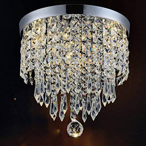 CRYSTA WORLD Crystal Chandelier Luxury Light Lamp Round Crystal Rain Drop Pendant Light Fixture for Living Room Bedroom. (3 in 1) - Home Decor Lo