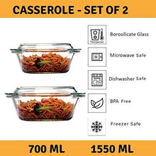 Load image into Gallery viewer, Femora Borosilicate Glass Round Casseroles, Microwave Safe - 1550ML, 700ML (Set of 2), Clear - Home Decor Lo