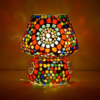 SR LIGHTING HOUSE Mosaic Style Dome Shaped Glass Table Lamp (Multicolour) - Home Decor Lo
