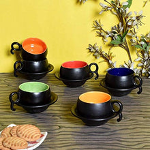 Load image into Gallery viewer, Lasaki Cup and Saucer Ceramic Tea Cups Saucer Set with Plates Mugs Serving Pieces, (Multicolour)- (Set of 6) - Home Decor Lo