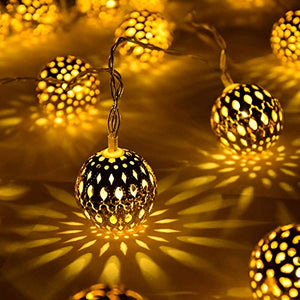RAAJAOUTLETS 30LED Moroccan Metal Fairy String Lights Christmas Tree and Diwali Party Hanging Light for Festival Indoor Outdoor Decorations(Pack of 1) - Home Decor Lo
