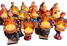 Load image into Gallery viewer, JH Gallery Handmade Recycled Material Puppet Diyas Rajasthani Dolls Tealight/Diya/Diwali Diya/Festive Diya/Lightining Diya/Figurine Diya/Idol DiyasGift for Diwali (15 cm x 15 cm) (1 Pair) - Home Decor Lo