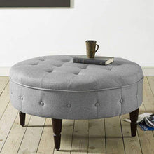 Load image into Gallery viewer, Lakdi-The Furniture Co. Fully Cushioned Synthetic Fibre Ottoman Grey with Solid Wood Legs (151850163_LightGrey) - Home Decor Lo