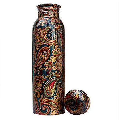 Ayurveda Copper™ |Copper Modern Art Printed and Matt Finish Antique Yoga Water Bottle (Design 18) - Home Decor Lo
