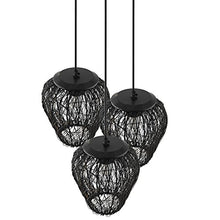 Load image into Gallery viewer, Homesake Retro Style, LED Filament Bulb Chandelier 3 Lights Round Cluster Pendant 60W Black Lamp with Steel Wire Mesh Hanging Light for Living Room, Bedroom