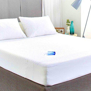 Sleep Matic waterproof 78"x 72"x10" cotton fitted king size mattress protector bed cover White with elastic strap - Home Decor Lo