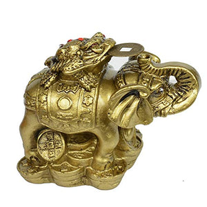 Crystu Vastu - Feng Shui Elephant with Frog for Wealth, Strength, Wisdom and Success - Home Decor Lo