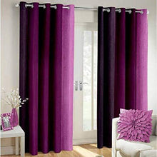 Load image into Gallery viewer, KRMA TextilesLONG Crush PATTA Eyelet Polyester Curtains for Door and Window only. Quantity :- 2 Piece, Colour :-Purple, Size :- 7FT - Home Decor Lo
