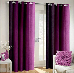 KRMA TextilesLONG Crush PATTA Eyelet Polyester Curtains for Door and Window only. Quantity :- 2 Piece, Colour :-Purple, Size :- 7FT - Home Decor Lo