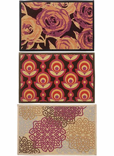 BIANCA Tough-Thin Printed Door Mat with Non-Slip Rubber Backing -3pc Set- (splender) Abstract-Multi - Home Decor Lo