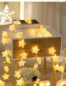 CITRA 16 Led Frosted Crackle Star Copper String Fairy Light for Home,Office, Diwali, Eid & Christmas Decoration - Warm White - Home Decor Lo