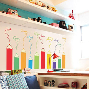 Decals Design 'Colourful Colour Pencil Design' Wall Sticker (PVC Vinyl, 60 cm x 90 cm),Multicolour - Home Decor Lo