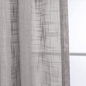 Jvin Fab Linen Textured Open Weave Light Filtering Semi Sheer 54 x 108 Inch Door Treatment Slub Curtains Panels for Living, Bed Room or Anywhere, Set of 2 (9 Feet, Light Grey) - Home Decor Lo