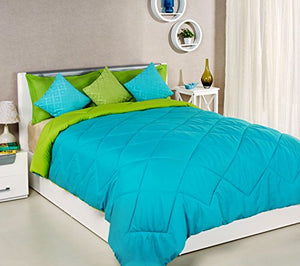 Amazon Brand - Solimo Microfiber Reversible Comforter, Double (Aqua Blue & Olive Green, 200 GSM) - Home Decor Lo