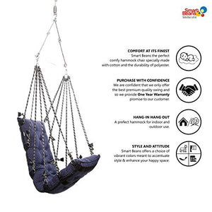 Smart Beans Cotton Hanging 150 Kg Capacity Hammock Swing Jhula Chair for Both Kids and Adults (Dark Blue) - Home Decor Lo
