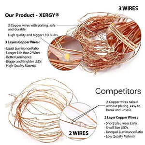 XERGY 20 Meter 200 LED's Waterproof Fairy Decorative Stary String Light - 2 M USB Powered (3 Copper Wires, Premium Quality) Warm White - Home DIY NYE Decoration Lights Wedding Birthday Festival Diwali lighting for home decoration