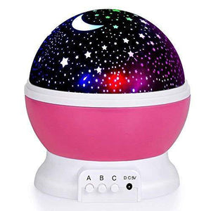 AZOD Star Projector Romantic LED 360 Degree Rotation 4 LED Bulbs 9 Light Color Changing with USB Cable Night Light Lamp (Multicolour) - Home Decor Lo