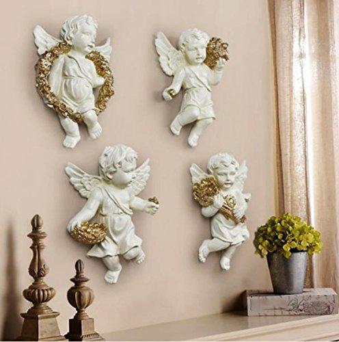 DI GRAZIA 3D Ceramic Spiritual Angel Wall Decoration - Set of 4