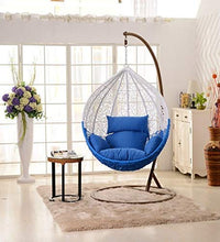 Load image into Gallery viewer, Cite Leaf Swing Chair(White and Blue) with Stand,Cushion(Blue Colour) &amp; Hook-Outdoor/Indoor/Balcony/Garden/Patio (Standard, White &amp;Blue) - Home Decor Lo