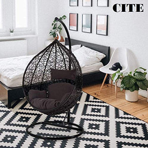 CITE Swing Chair || Leaf Single Seater || Swing Chair with Stand & Cushion & Hook Outdoor || Indoor || Outdoor || Living Room || Balcony || Garden || Patio || Home Improvement (Standard) (Brown) - Home Decor Lo