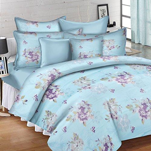 Ahmedabad Cotton Comfort 144 TC Cotton Bedsheet with 2 Pillow Covers - King Size, Blue - Home Decor Lo