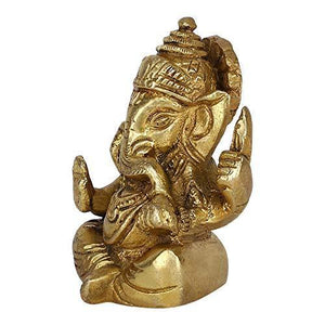 GURUJEE Brass Statue Ganpati Long Ear Ganesha Small Idol Murti for Pooja Mandir Gifts - Home Decor Lo