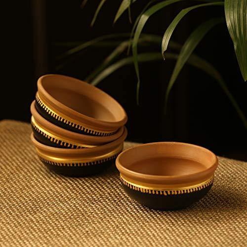 ExclusiveLane Hand-Painted 'Terra-Serves' Cereal Serving Terracotta Snacks Bowls (Set of 4) - Home Decor Lo