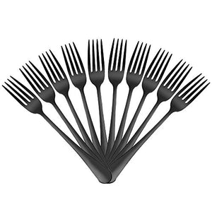 Devico Forks Set, Good Stainless Steel 10-Piece Black Silverware Cutlery Reusable Dinner Forks - Home Decor Lo