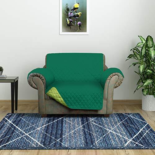 @home by Nilkamal Reversible 1 Seater Polyester Sofa Cover, Emerald & Light Green - Home Decor Lo