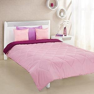 Amazon Brand - Solimo Microfibre Reversible Comforter, Single (Mellow Mauve & Royal Violet, 200 GSM) - Home Decor Lo