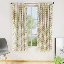 Load image into Gallery viewer, Encasa Homes Window Curtains - Set of 2 Pcs with Tie Backs - Printed Polyester 5 ft Long, Light Weight, Bedroom Living Room Decor, Rod Pocket, Washable for House, Hotel &amp; Office - Chevron - Home Decor Lo