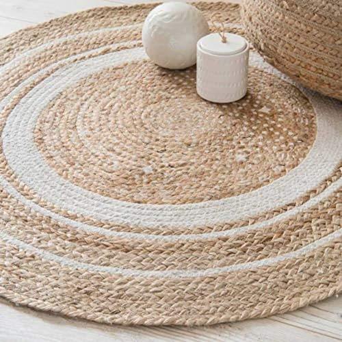 Be Wild Handwoven Jute Rug, Natural Fibres, Braided Reversible Carpet for Bedroom Living Room Dining Room (ROUND16, 70 cm) - Home Decor Lo